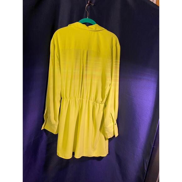 House of Harlow 1960 Chartreuse / Neon Green wrap mini dress size Xl - Picture 2 of 6